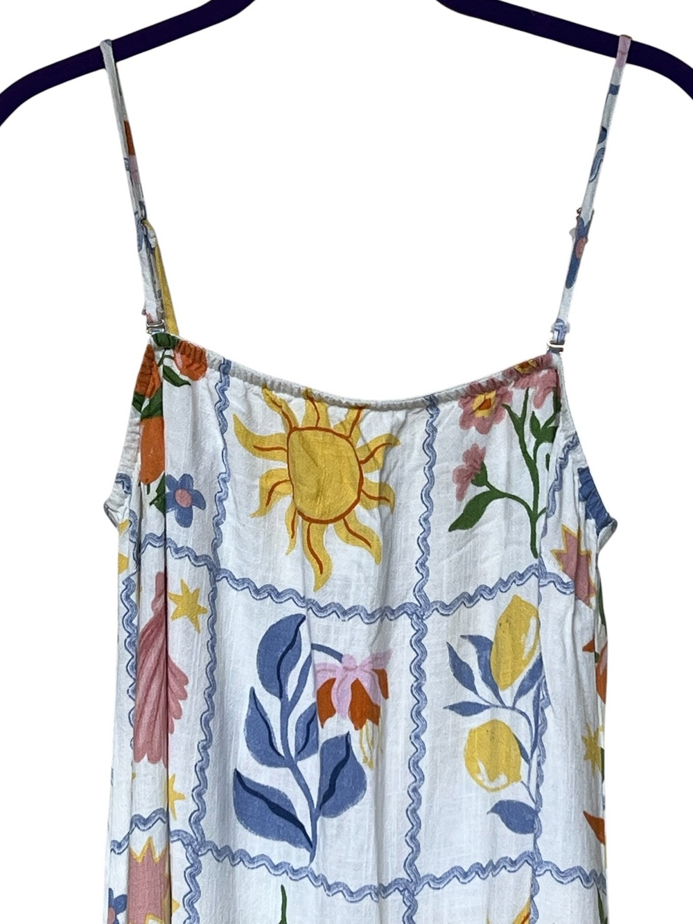 Paper Heart Costa celestial botanical tile print linen blend maxi dress - Picture 7 of 15